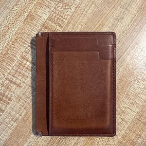 JCrew leather cardholder with metal clip